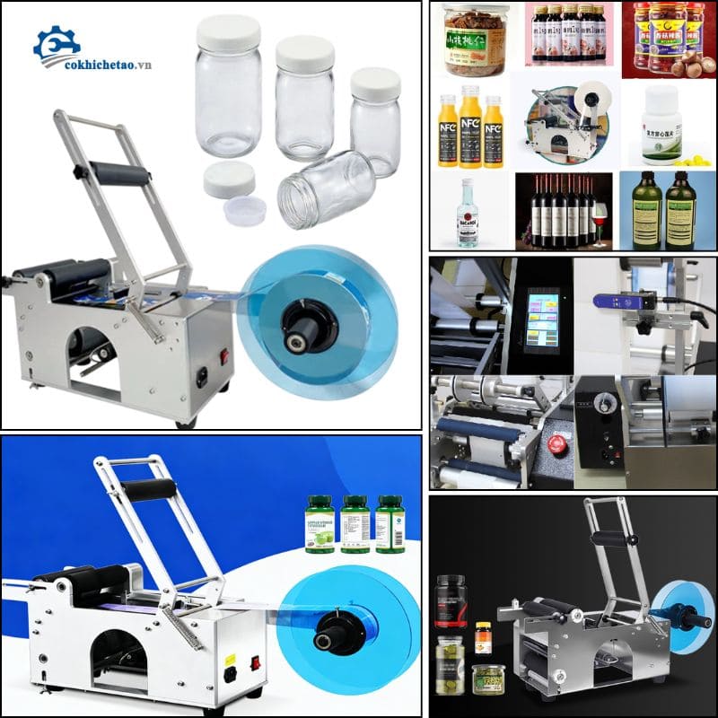 Máy dán nhãn chai lọ tròn